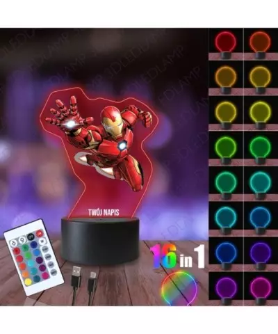 Lampka Nocna 3D LED LAMP z Nadrukiem Iron Man