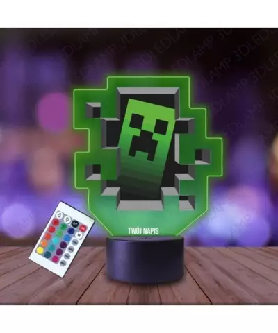 Lampka Nocna 3D LED LAMP z Nadrukiem Minecraft Creeper