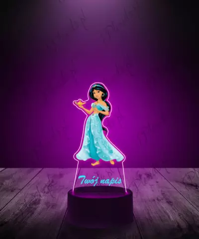 lampka_led_3d_plexido_z_nadrukiem_księżniczka_jasmine