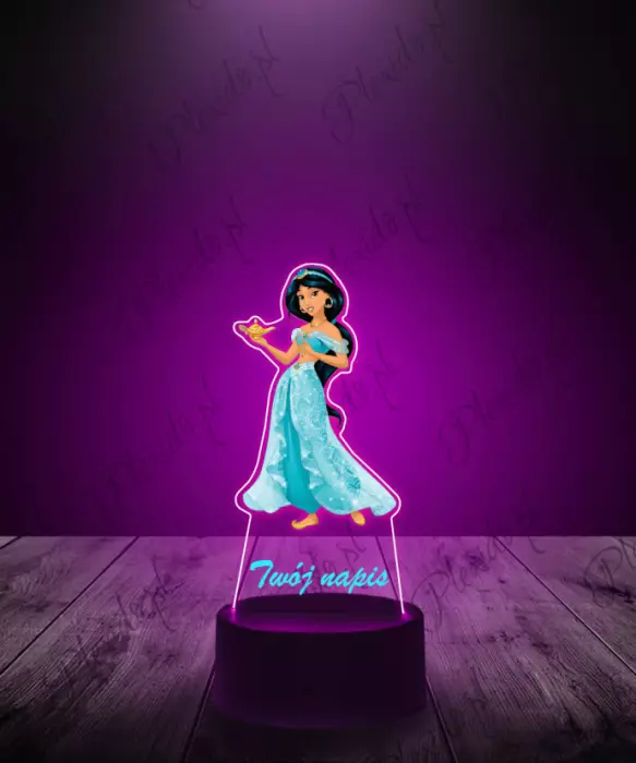 lampka_led_3d_plexido_z_nadrukiem_księżniczka_jasmine