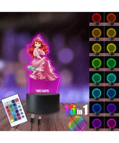 Lampka Nocna 3D LED LAMP z Nadrukiem Arielka