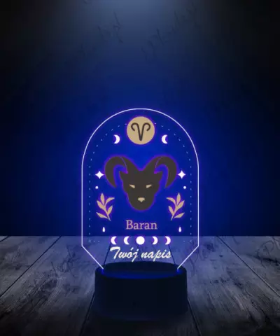 Lampka LED 3D Plexido z Nadrukiem Znak Zodiaku Baran - 3