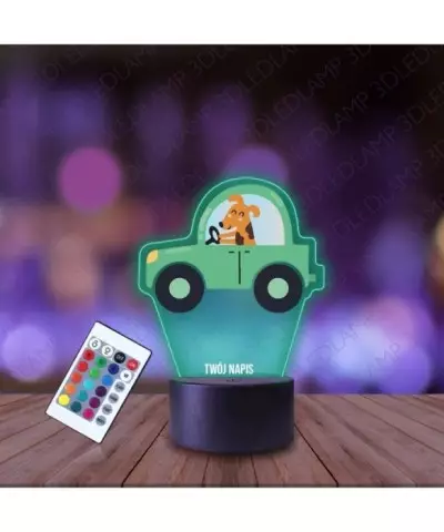 Lampka Nocna 3D LED LAMP z Nadrukiem Samochód Piesek