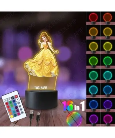 Lampka Nocna 3D LED LAMP z Nadrukiem Bella