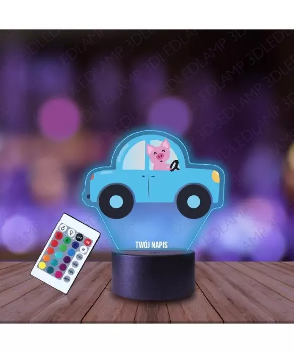 Lampka Nocna 3D LED LAMP z Nadrukiem Samochód Świnka
