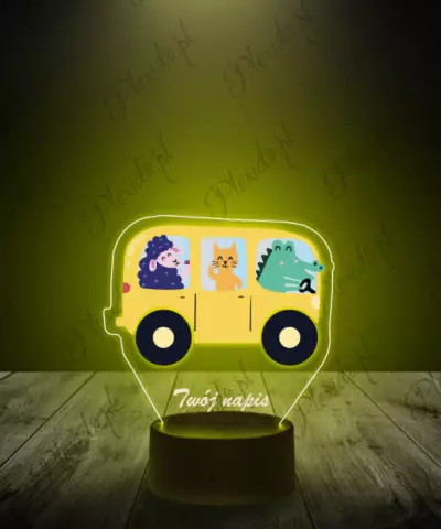 Lampka LED 3D Plexido z Nadrukiem Bus Ze Zwierzątkami - 1