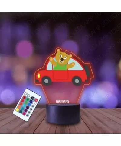 Lampka Nocna 3D LED LAMP z Nadrukiem Samochód Miś