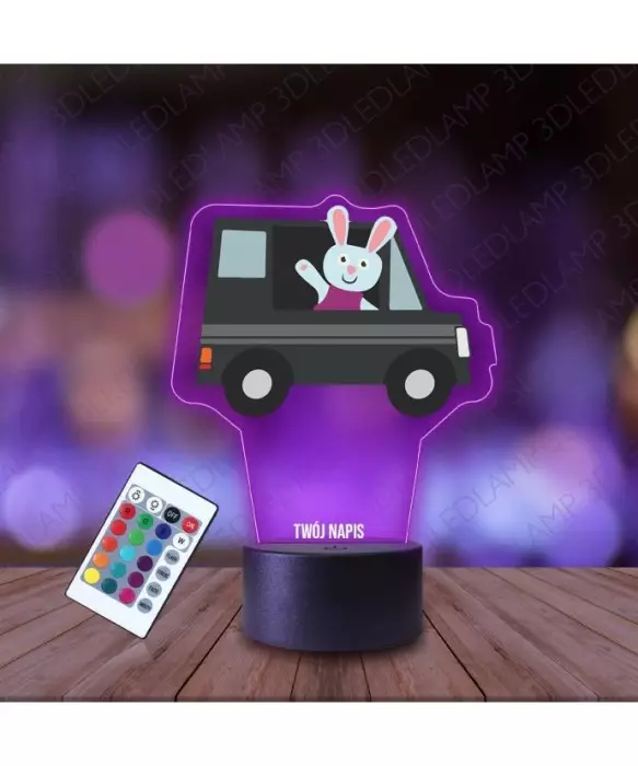 Lampka Nocna 3D LED LAMP z Nadrukiem Samochód Króliczek
