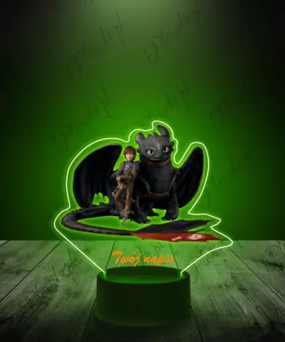 Lampka LED 3D Plexido z Nadrukiem Jak Wytresować Smoka - 3