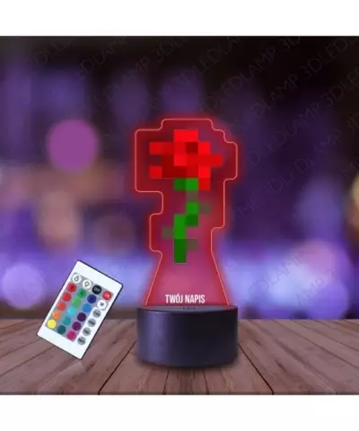 Lampka Nocna 3D LED LAMP z Nadrukiem Minecraft Róża