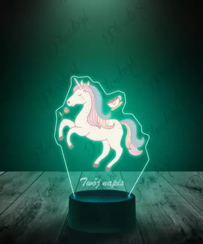 Lampka LED 3D Plexido z Nadrukiem Jednorożec Róża - 1