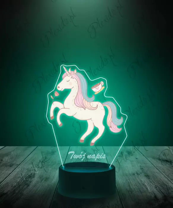 Lampka LED 3D Plexido z Nadrukiem Jednorożec Róża - 1