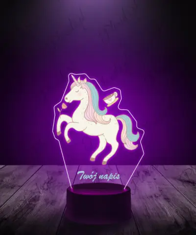Lampka LED 3D Plexido z Nadrukiem Jednorożec Róża - 2