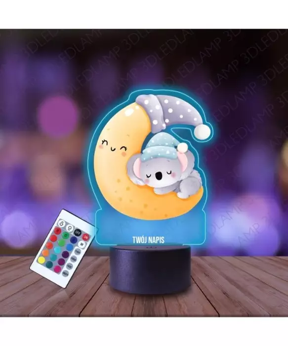Lampka Nocna 3D LED LAMP z Nadrukiem Koala Niebieska