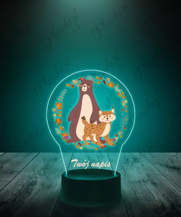 Lampka LED 3D Plexido z Nadrukiem Miś i Ryś - 1