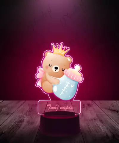 lampka_led_3d_plexido_z_nadrukiem_miś_z_butelką_róż