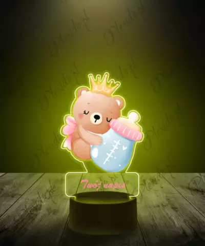 lampka_led_3d_plexido_z_nadrukiem_miś_z_butelką_róż