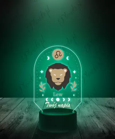 Lampka LED 3D Plexido z Nadrukiem Znak Zodiaku Lew - 2