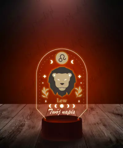 Lampka LED 3D Plexido z Nadrukiem Znak Zodiaku Lew - 3