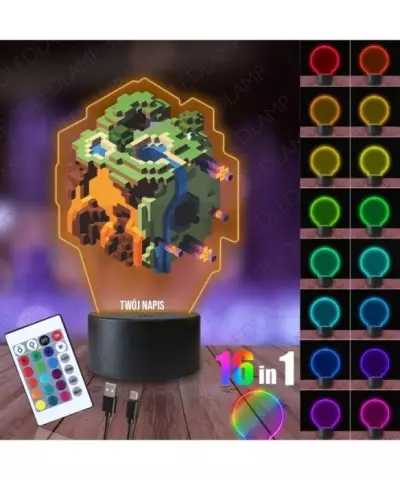 Lampka Nocna 3D LED LAMP z Nadrukiem Minecraft