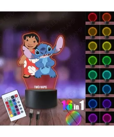 Lampka Nocna 3D LED LAMP z Nadrukiem Lilo i Stich