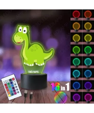 Lampka Nocna 3D LED LAMP z Nadrukiem Dinozaur Zielony