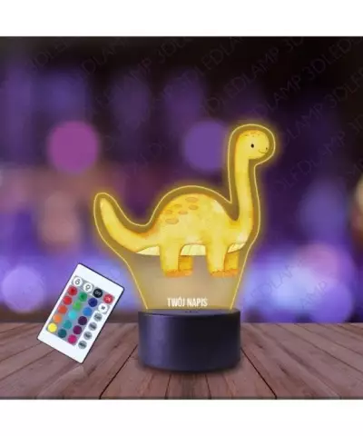 Lampka Nocna 3D LED LAMP z Nadrukiem Dinozaur Żółty
