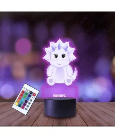 Lampka Nocna 3D LED LAMP z Nadrukiem Dinozaur Fioletowy