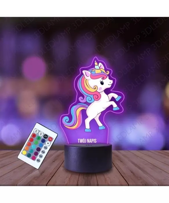 Lampka Nocna 3D LED LAMP z Nadrukiem Jednorożec Bajkowy