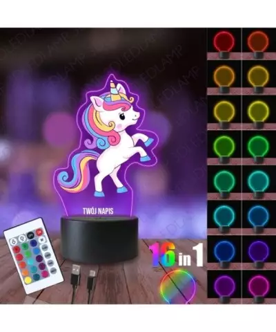 Lampka Nocna 3D LED LAMP z Nadrukiem Jednorożec Bajkowy