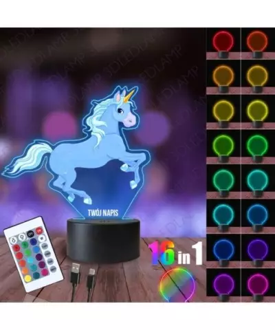 Lampka Nocna 3D LED LAMP z Nadrukiem Jednorożec Niebieski