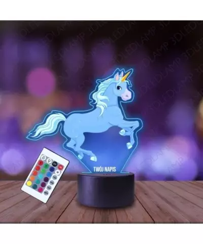 Lampka Nocna 3D LED LAMP z Nadrukiem Jednorożec Niebieski