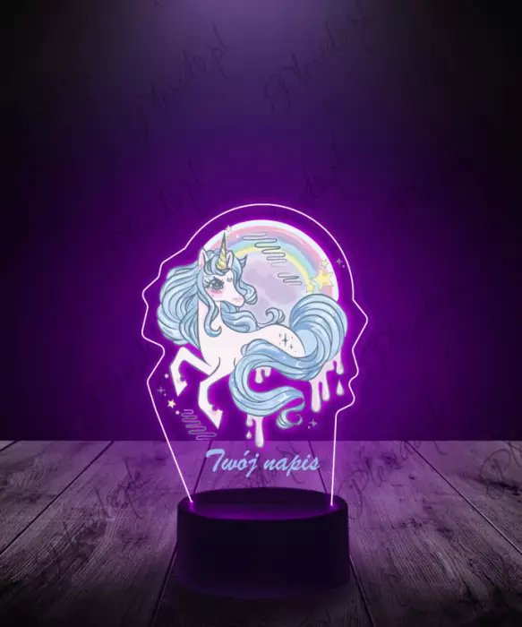 lampka_led_3d_plexido_z_nadrukiem_jednorożec_tęcza