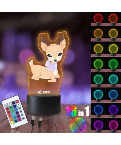 Lampka Nocna 3D LED LAMP z Nadrukiem Jelonek