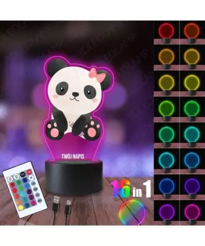 Lampka Nocna 3D LED LAMP z Nadrukiem Panda