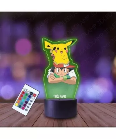 Lampka Nocna 3D LED LAMP z Nadrukiem Pikachu i Ash
