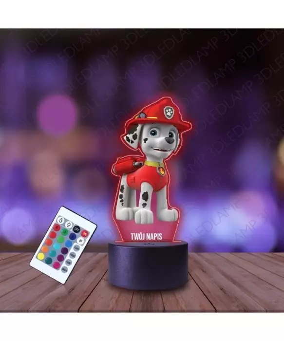 Lampka Nocna 3D LED LAMP z Nadrukiem Psi Patrol Marshall