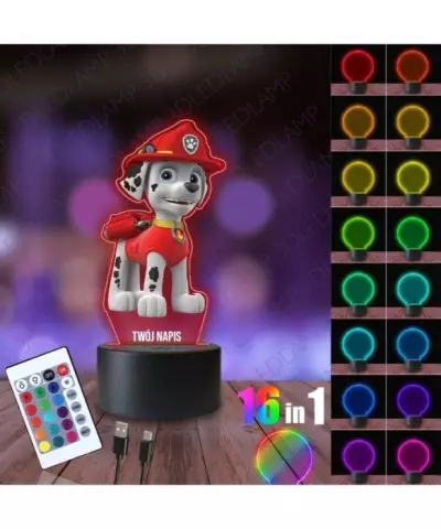 Lampka Nocna 3D LED LAMP z Nadrukiem Psi Patrol Marshall