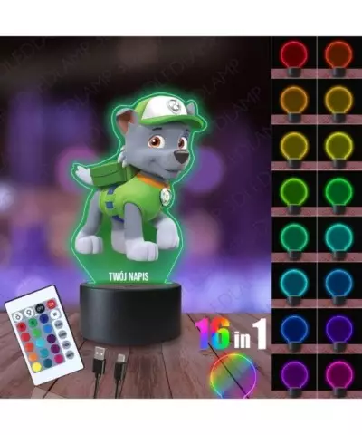 Lampka Nocna 3D LED LAMP z Nadrukiem Psi Patrol Rocky