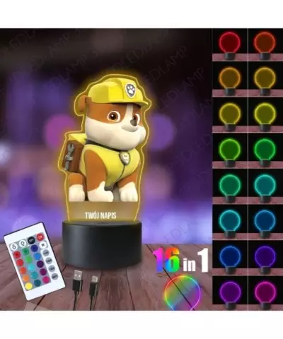 Lampka Nocna 3D LED LAMP z Nadrukiem Psi Patrol Rubble