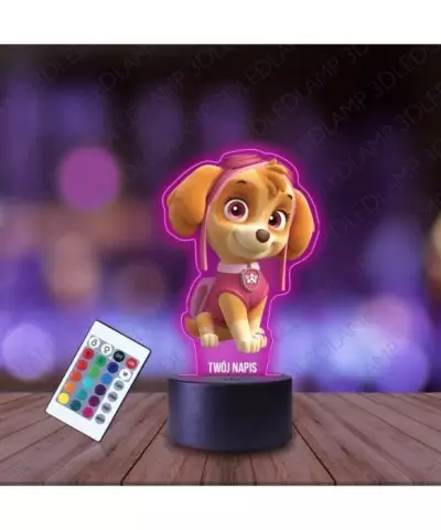 Lampka Nocna 3D LED LAMP z Nadrukiem Psi Patrol Skye