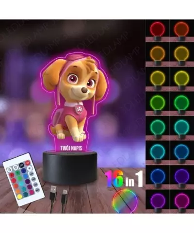 Lampka Nocna 3D LED LAMP z Nadrukiem Psi Patrol Skye