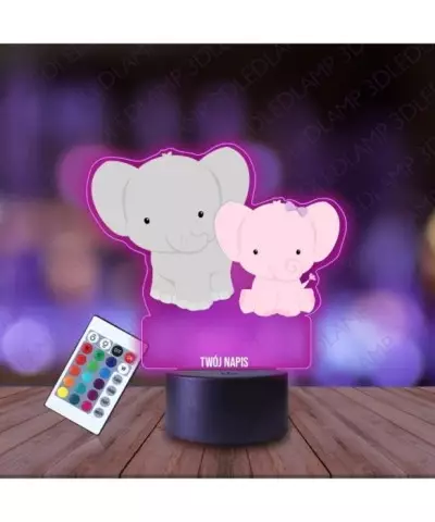 Lampka Nocna 3D LED LAMP z Nadrukiem Słoniki