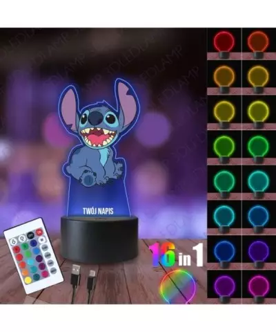 Lampka Nocna 3D LED LAMP z Nadrukiem Stich