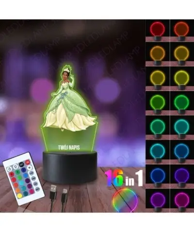 Lampka Nocna 3D LED LAMP z Nadrukiem Księżniczka Tina