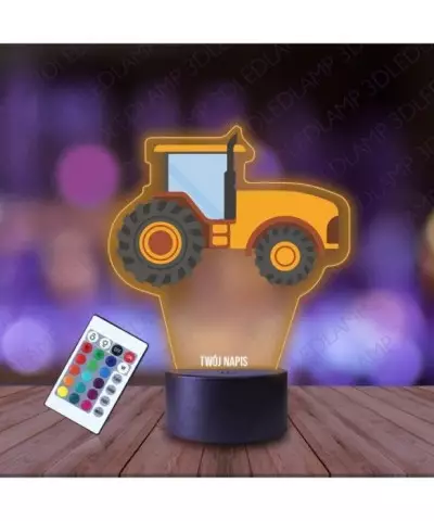 Lampka Nocna 3D LED LAMP z Nadrukiem Traktor Żółty