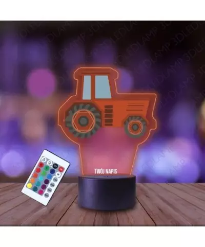 Lampka Nocna 3D LED LAMP z Nadrukiem Traktor Czerwony