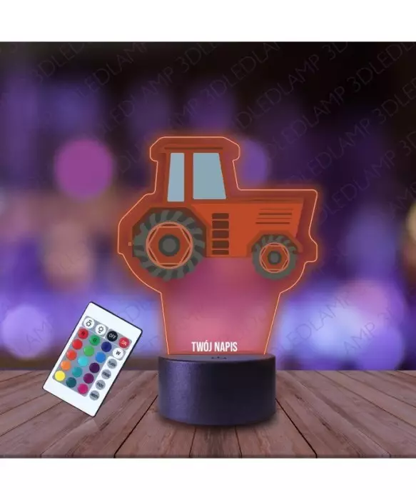 Lampka Nocna 3D LED LAMP z Nadrukiem Traktor Czerwony
