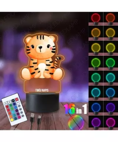 Lampka Nocna 3D LED LAMP z Nadrukiem Tygrysek