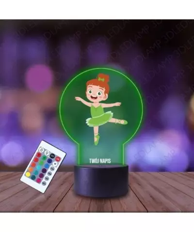 Lampka Nocna 3D LED LAMP z Nadrukiem Baletnica Zielona